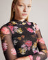 MALYEL-Tops-Versatile and eye-catching, the MALYEL top can be dressed up or down. Pair it with tailored trousers or a skirt for a sophisticated ensemble, or style it with jeans for a casual happy hour. Mesh top Glitched peony print Fitted silhouette Long sleeves High neck with gathered front Lined front Raw hem- Ted Baker Romania